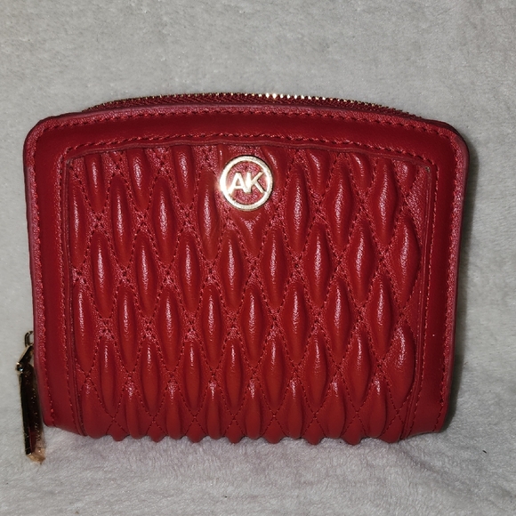 SOLD. Anne Klien Small Rushed Red Quilted Women's Wallet. NWOT - Picture 1 of 6